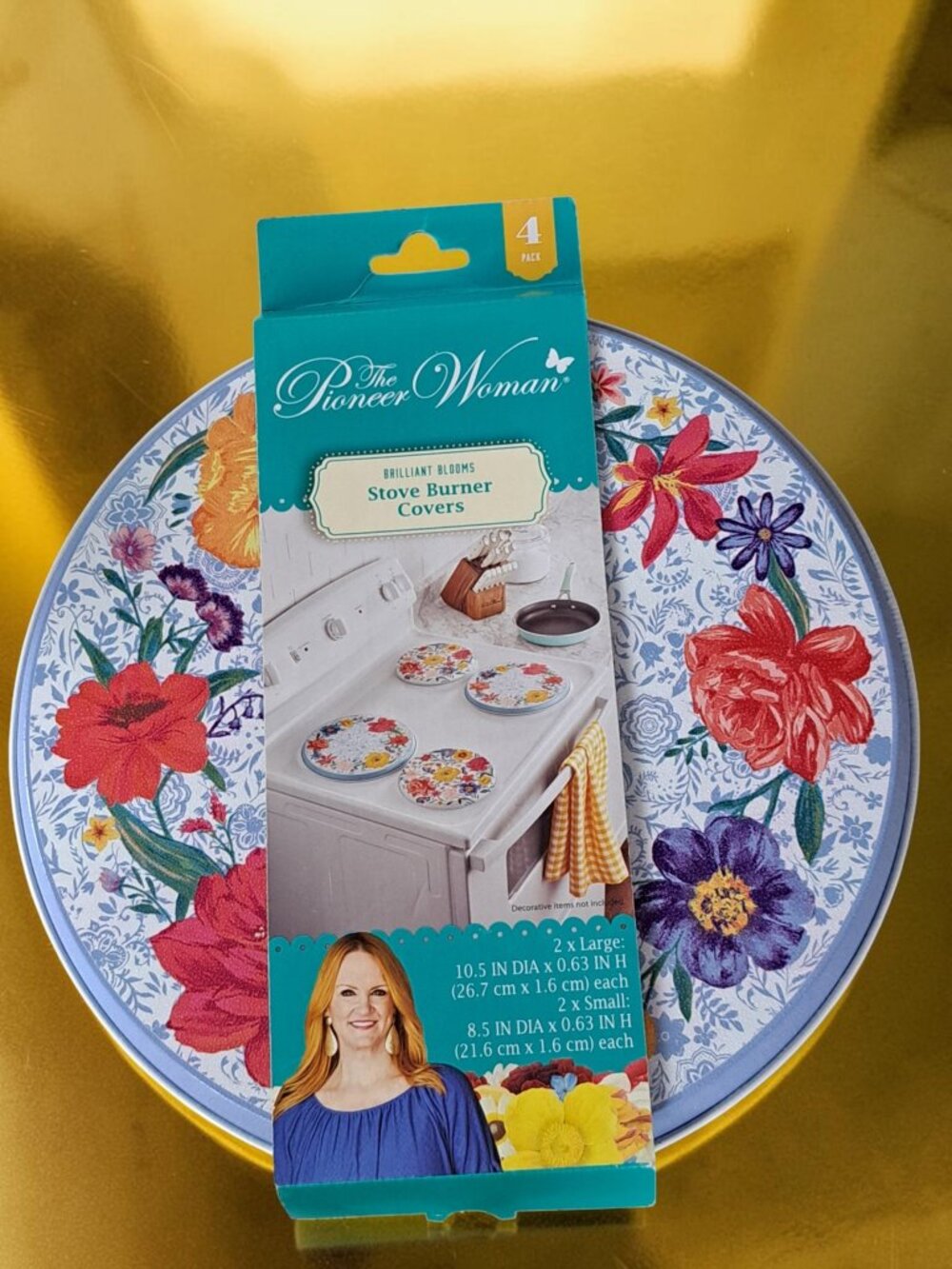 Pioneer Woman Brilliant Blooms Stover Burner Covers Lot Of 4 New